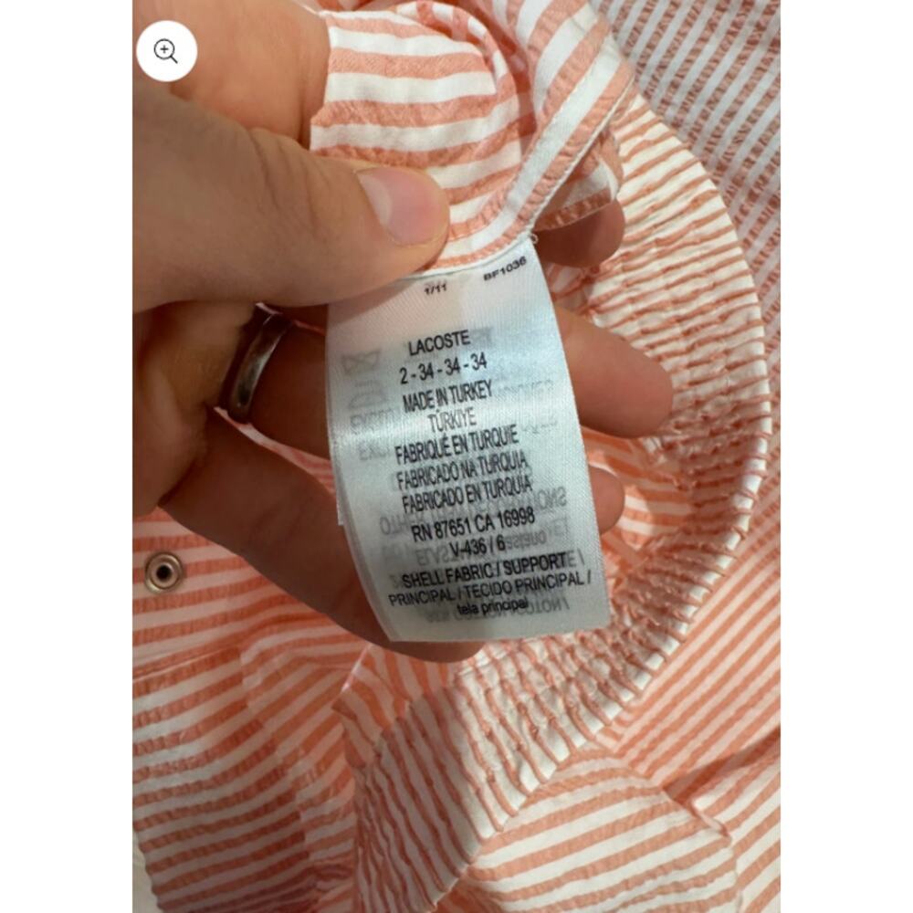Lacoste Set - Striped Seersucker Jacket with Seersucker Wrap Skirt size 36 US 4 - Picture 9 of 12